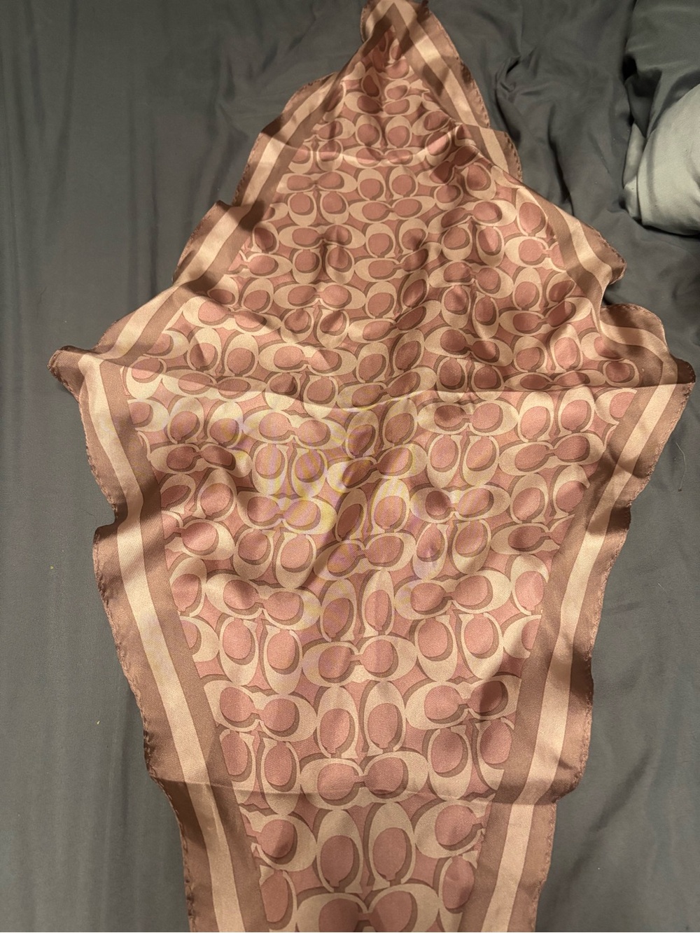 Coach Signature Pattern Silk Scarf in Dusty Rose